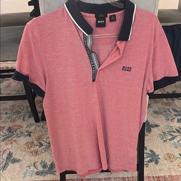 Boss Pink Polo Shirt with Black Accents - Picture 1 of 4